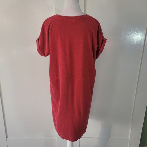 J. Jill	Size MP Terry Cloth Light Red Sheath Dress with Pockets Short Sleeve - Picture 4 of 10